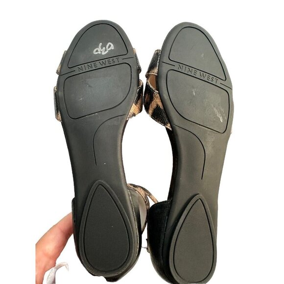 NINE WEST Animal Print Cross-Cross Ankle Strap Flat Sandals Women’s Size 7M EUC - Picture 5 of 6
